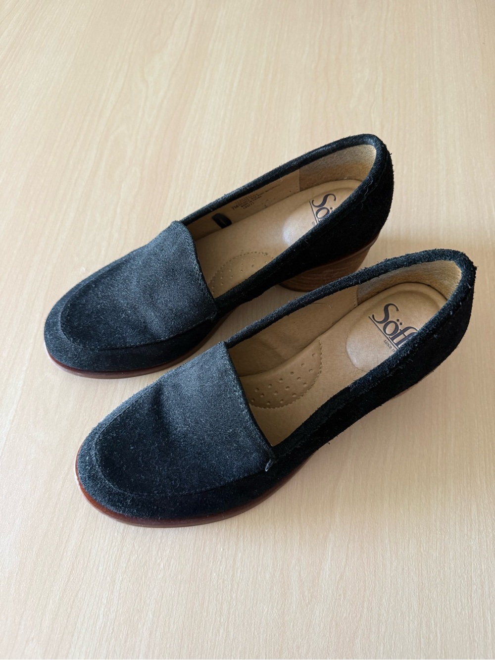 Sofft Black Suede Slip-On Loafers